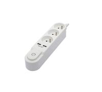 Chacon Bloc multiprise 3 prises 16 A avec interrupteur, 2 sorties USB 2 A, câble 1,5 m Blanc