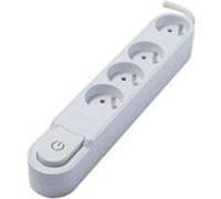 Chacon Bloc multiprise 48856 – 4 prises 16A avec interrupteur/disjoncteur, câble 3 m – Blanc