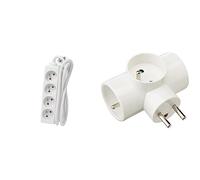 CHACON Bloc multiprise Blanc - 4 x 16 A - 3m & Rallonge Electrique - Prise Electrique - Adaptateur MultIPrise - TrIPlette électrique - Triplite Laterale 3 Socl 2P+T 16A D4.8mm +E lanc Vrac