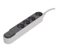 - Bloc multiprise Design 4x16A 3m + interrupteur - gris/blanc