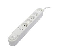Chacon Bloc multiprise Design avec interrupteur 5x16A + 2xUSB 1,5 m blanc