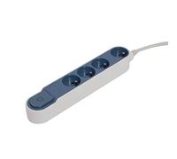 CHACON Bloc multiprise Design Blanc/Bleu avec Interrupteur - 4 x 16A - 1,5 m