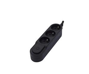 Chacon Bloc Multiprise EU Design 3X16A avec Interrupteur - 1,5 m - Noir