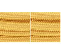 CHACON Câble Textile avec Prise et Interrupteur (2m) - Or (Lot de 2)