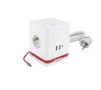 Chacon Cube multiprise 1,40m avec 3 prises 16A Schuko, 2USB-C et 2USB-A, interrupteur