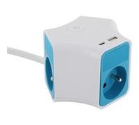 Chacon Cube multiprise STAR USB - 3x16A (FR) 3G1,5mm2 1,5m Bleu USB-C et USB-A