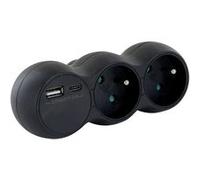 Chacon - Domino 2x16A + USB-A/C - Noir Noir