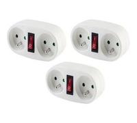 Chacon - Lot de 3 biplites dominos 2x16A + interrupteur