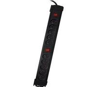 CHACON Bloc 10 x 16 A avec Deux interrupteurs - 1,5 m - Noir