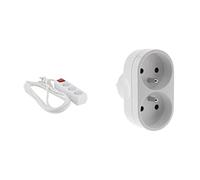 Chacon multiprise 3 x 16 A avec interrupteur- 3m - blanc & Biplite 16A façade - Blanc