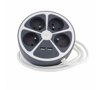 Chacon Multiprise 4 prises Schuko - Gris