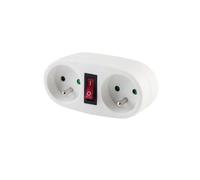 CHACON Prise biplite 2x16A avec interrupteur blanc