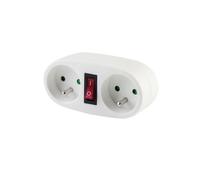 CHACON Prise biplite 2x16A avec interrupteur blanc (Lot de 3)