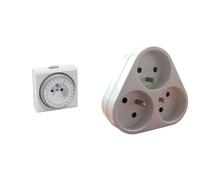 CHACON Programmateur mécanique carré & Triplite 3X 16A Triangulaire - Blanc - Zenitech