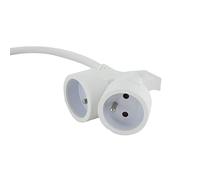 Chacon prolongateur HO5VVF 3G1,5-5m Double tête Blanche