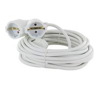 Chacon - Prolongateur Schuko double tête 5m - blanc Blanc
