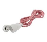 Chacon - Prolongateur textile fiche plate 5m - Rouge et blanc