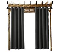 ChadMade Rideau Extérieur Imperméable Noir L 213 x H 244 CM, Rideau a Oeillets (Passe-Fil) pour Facade Avant de Pergola Cabana pour Couvrir Le Quai Gazebo et L'accueil de la Plage （1 Panneau）