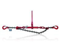Chaîne d'Arrimage à Tendeur Dolezych avec Crochets à Chape et Tendeur à Cliquet avec Crochets Parallèles, 2 Pièces, Capacité d'Arrimage 4000 daN en Traction Directe, Longueur 3 m - Noir/Rouge