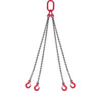 Chaîne d'arrimage - Chaîne d'arrimage avec 4 crochets - Alliage d'acier G80 - Diamètre 6,3 mm - Longueur 1,5 m - Capacité de charge 2993 kg - Réglable pour la sécurisation des charges et le remorquage