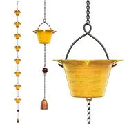 Chaîne de drainage métallique - Chaîne décorative - Évacuation de l'eau - Forme de lotus - 23 mètres - Jaune
