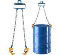 Chaîne de levage pour fûts - Chaîne de levage pour fûts G80 - Capacité de charge 1 t - Crochet de sécurité - Pour fûts en plastique et en métal - Pour grue et chariot élévateur - Acier au carbone