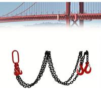 Chaîne de levage pour grue motorisée - Capacité de charge 2 t - Longueur 2 m - Acier allié - Forgée - Crochet à griffes et boucle - Rouge