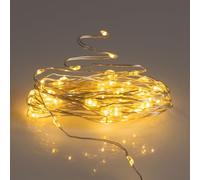 Chaîne de lumières LED sur fil blanc chaud - 795 cm / 160 LED - Éclairage décoratif avec minuteur et 8 fonctions - Pour intérieur et extérieur avec alimentation par batterie