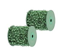 Chaîne de Perles Artificielles Vertes pour Décoration de Fête, Bureau | Perles ABS Imitation Nacre, Se Coupe à Longueur Souhaitée, Rouleau Unique pour Bricolage et Guirlande