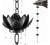 Chaîne De Pluie, 1,2M Noire Drainage des Eaux en Fer Lotus pour L'Extérieur et La Décoration De La Maison et du Jardin évacuation Efficace