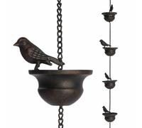 Chaîne de pluie en forme d'oiseau, 2,4 m, décoration de jardin, pour attrape-pluie en plein air, multifonctionnelle, en métal, chaîne suspendue, mobile, pour jardin, terrasse
