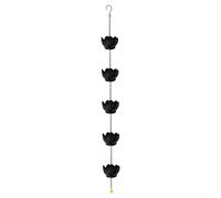 Chaîne de pluie Lotus d'extérieur en métal de .2 m, décoration de jardin, système de drainage à 5 tasses pour gouttière de toit et descente de gouttière, élément aquatique jaune résistant aux