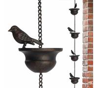 Chaîne De Pluie Pour Gouttières 2,38 m, bronze foncé, dévie l'eau, crochet | Bassin pour chaîne de pluie Chaîne de pluie décorative bijou fontaine pour décoration maison, jardin, pendaison