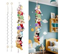 Chaîne de rangement à suspendre en coton de 203,2 cm pour animaux en peluche avec 20 clips métalliques pour mur ou coin de chambre d'enfant ou salle de jeu (2 pièces)