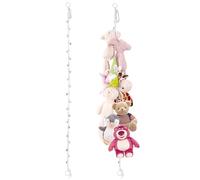 Chaîne de rangement à suspendre en coton pour animaux en peluche avec 20 clips métalliques, chaîne de rangement pour animaux en peluche pour mur, chambre d'enfant, salle de jeux, blanc, 203,2 cm