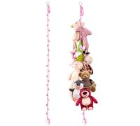 Chaîne de rangement à suspendre en coton pour animaux en peluche avec 20 clips métalliques, chaîne de rangement pour animaux en peluche pour mur, chambre d'enfant, salle de jeux, rose, 203,2 cm