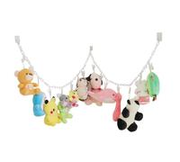 Chaîne de rangement pour jouets - Présentoir blanc à suspendre avec 20 clips | Support mural en peluche pour chapeau, écharpe, chaussettes, gants, cravate, pour vestiaire, chambre à coucher, affichage
