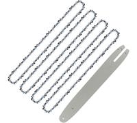 Chaîne de scie et lame de 35 cm (14 pouces), pas 3/8"LP, épaisseur 1,1 mm, 50 maillons, lot de 4. Chaîne professionnelle compatible avec Oregon, Bosch, Dolmar, Makita