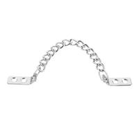 Chaîne de Sécurité pour Porte en Métal Nickelé, Argenté, | Maillons Liés, Pattes à Double Trou, Installation Rapide, pour Portes Métalliques et Vitrines en Verre