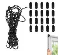 Chaîne de Store Enrouleur 10 m Noire avec 20 Connecteurs, Chaîne à Perles 4,5 x 6 mm pour Stores Enrouleurs, Romains, Vénitiens et Verticaux, Accessoires de Réparation