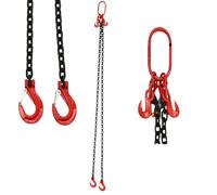 Chaîne de suspension 2T - 2 brins - 8 mm - 2 m - Haute résistance - Outil de levage avec crochet à tête de fourche - Transport de charges