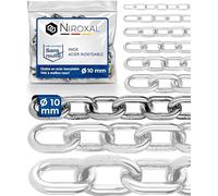Chaîne inox A4 / 316 10 mm à maillons courts - 1 m - lot de 2 - chaîne à maillons courts robuste - extérieur qualité marine