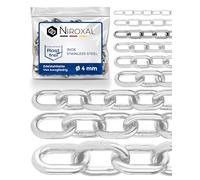 Chaîne inox A4 / 316 4 mm à maillons courts - 1,5 m - lot de 5 - chaîne à maillons courts polyvalente - extérieur qualité marine