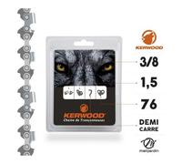 Chaîne Kerwood pour tronçonneuse 3/8" 1,5 mm. 76 maillons. Gouge profil demi carré