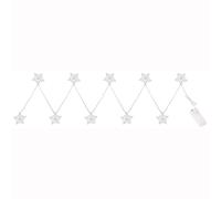 Chaîne lumineuse décoration de Noël étoiles-chaîne lumineuse lampe étoile design, métal argent, batterie 10x LED 3000K blanc chaud, L 165 cm