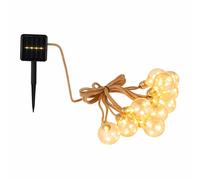 Chaîne lumineuse solaire LED à l'extérieur de la chaîne lumineuse à l'extérieur de la chaîne de lumière solaire décoration de balcon, corde de chanvre, LED 3 watts blanc chaud, L 570 cm, jardin