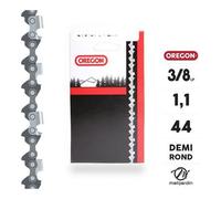 Chaîne Oregon pour tronçonneuse 3/8" 1,1 mm. 44 maillons. Gouge profil demi rond