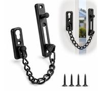 Chaîne Sécurité de Porte Anti-Effraction Loquet en Métal Renforcé à Ressort | Serrure de Sûreté avec 4 Vis de Fixation pour Maison, Appartement, Hôtel, Portes Intérieures et d'Entrée, Noir