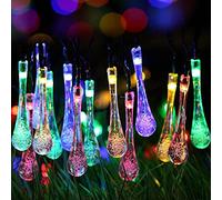 Chaîne Solaire Imperméable de Lumière de Goutte D'eau,8modes D'éclairage Pour le Jardin Extérieur de Cour, Arbre de Jardin, Décoration de Fête de Mariage (Multicolore, 16.4FT/5M 20LED)