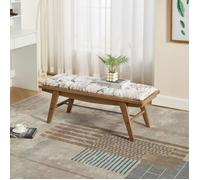 chairus Banc à Entrée Design Ottoman en Lin, Banc de Rangement Vintage, Banquette d'entrée et Pouf Bout de Lit pour Chambre, Beige
